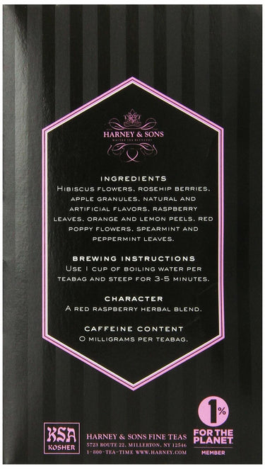 Harney & Sons Herbal Tea, Red Raspberry, 20 Tea Bags, 1.29 Oz